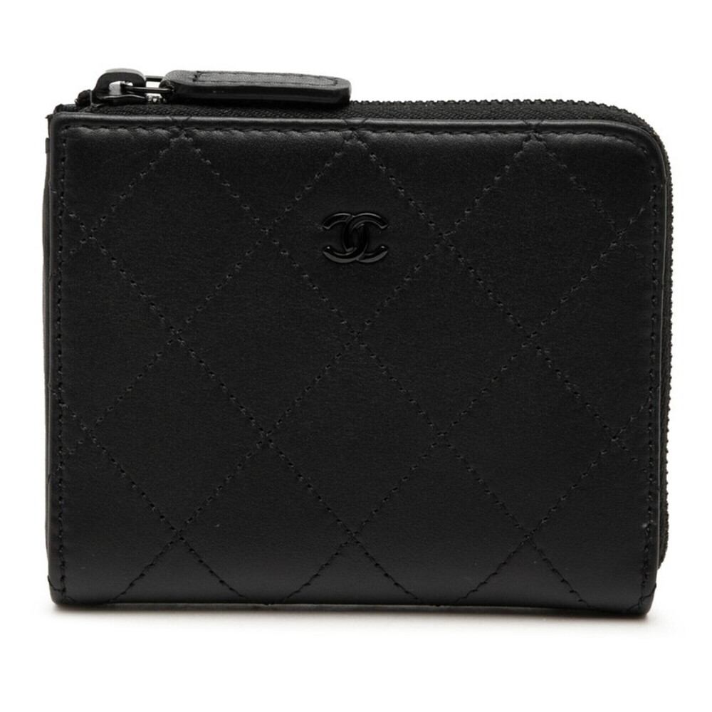 Chanel Coco Mark Matelassé Wallet/Coin Case Compact Wallet L-shaped Zipper AP...